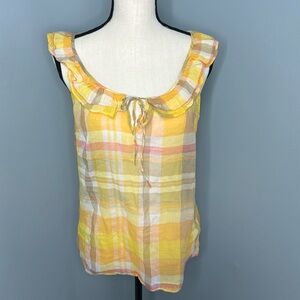 ***Old Navy Women’s Yellow Plaid Tank Top Blouse Top Sz M